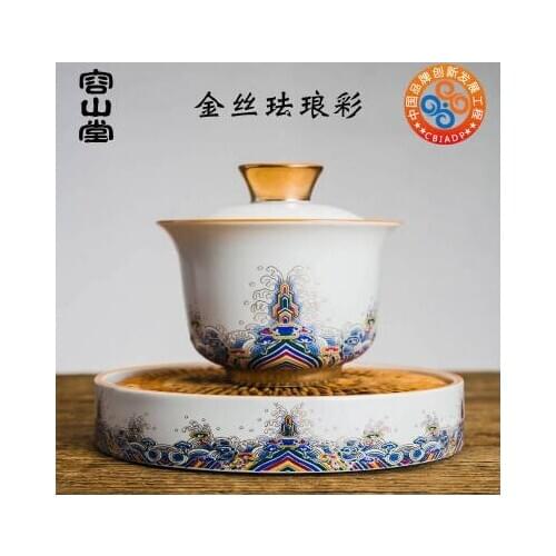 Porcelain enamel painted tureen large three teacup saucer only make tea cup pot of white porcelain kung fu tea set