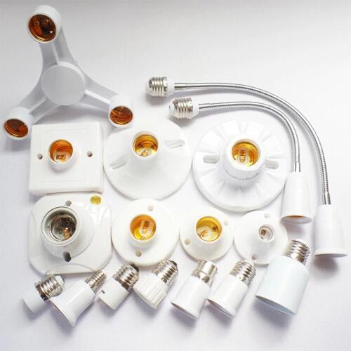 Flexible E27 to E27 E14 to E27 Lamp Base 18CM 28CM 38CM 48CM 58CM Extension Light Holder Converters 1 to 3/4/5 E27 Lamp Base