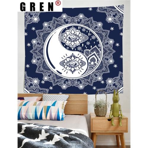 GREN Tapestry Sun Moon Mandala Wall Hanging Sleeping Pad Sandy Beach Throw Towel Rug Blanket Camping Tent Wall Cloth Decor