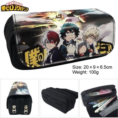 Anime My Hero Academia Canvas Pencil Case Zip Super Big Capacity Pen Bag Makeup Stationery Student Supplies