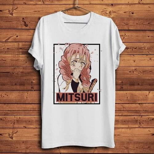 Kawaii Kanroji Mitsuri funny anime tshirt Men New White Casual T Shirt Unisex manga Demon Slayer kimetsu no yaiba streetwear Tee