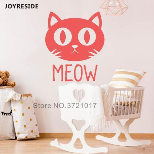 Cat Cute Wall Sticker Meow Kids Children Rooms Wall Decor Animal Cats Wall Decals VInyl Design Wall Stickers Cats Head Meow M514