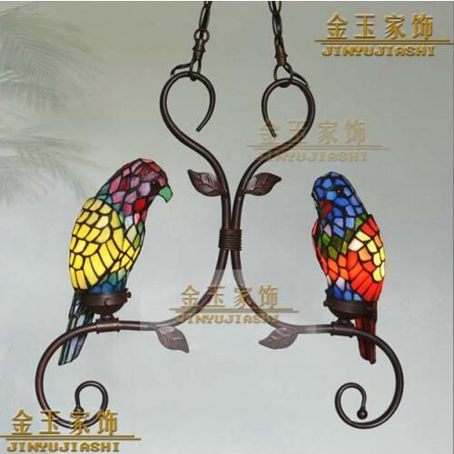 Tiffany Creative Yellow Bird Parrot Pendant Light Child Bedroom Lamps For Balcony Outdoor Home Decoration Kids Room Lighting