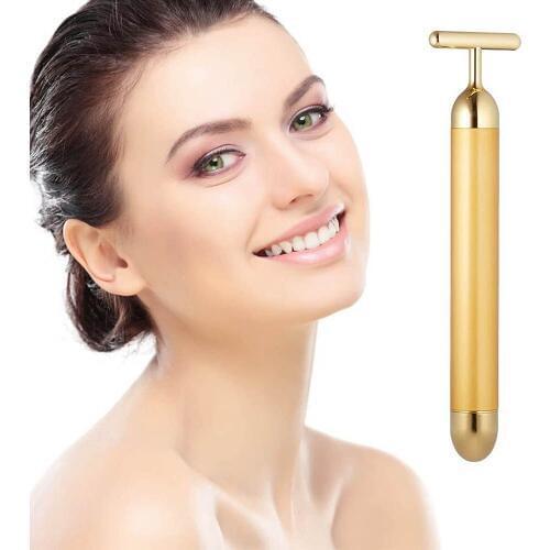 Mini 24K Gold Massage Stick Tools Energy Beauty Bar Facial Face Massager T Shape Arm Eye Nose Head Massager Face Firming