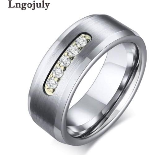Fashion Mens Ring Tungsten Carbide Rings Wedding Ring Jewelry Anniversary Tungsten Ring Gift For Bridegroom Party Jewelry