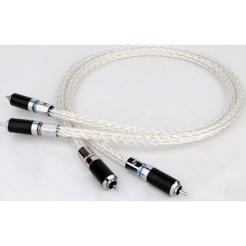 Monosaudio Hi-end Audio Silver 8AG OCC Signal Cable Signal Line with Black Carbon Fibre R1700 Connector Speaker Amplifier Audio