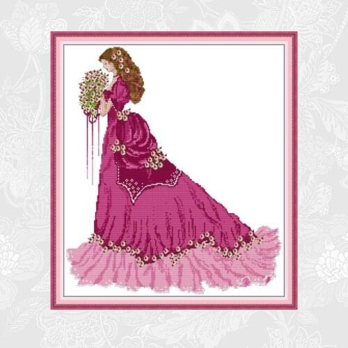 Pretty Bride Cross Stitch kits 14ct Counted Printed Canvas 11ct Fabric Stitching Embroidery DIY Handmade Needlework Crafts