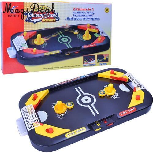 MagiDeal High Quality 2in 1 Desktop Puck Battle Kids Play Air Hockey Table Game Interactive Toy Gift Indoor Outdoor Play Games