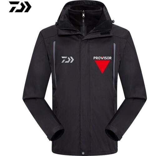 Daiwa New Outdoor Clothing Autumn Winter Waterproof Warm Fishing Jacket Men Removable Hoodie Waterproof Camping Hiking Clothes