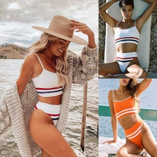 2020 New patchwork High Waist Bikinis Swimwear Women High Leg Bikini Set Swimsuits Spring Summer Female Swimming Suit Beachwear