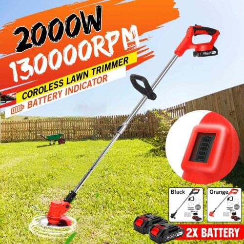 New Battery Status Indicator Lawn Mower 2000W 130000RPM Cordless Electric Grass Hedge Trimmer Grass Cutter Pruning Garden Tool