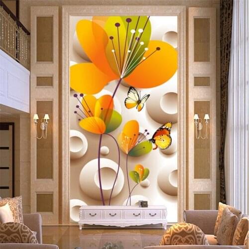 Beibehang Customized Wallpapers Beautifully Stereo Butterfly Flowers Arcade Aisle Background Walls 3d wallpaper papel de parede