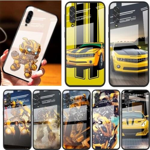 Hot Bumblebee Sports car For Samsung Note 20 10 9 8 Ultra Lite Plus 5G A70 A50 A40 A30 A20 A10 Tempered Glass Phone Case