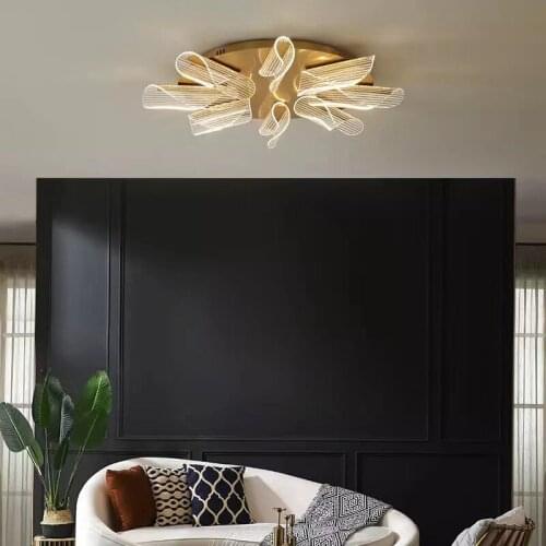 Modern bedroom living room ceiling lamp lighting gold frame acrylic 3/6/8/12 LED Nordic ceiling lamp large bedroom living room