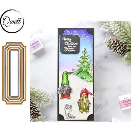 QWELL 79.2*206.2mm Irregular Rectangle Slimline Metal Cutting Dies Set 2021 New Metal for Craft Paper Cards DIY Scrapbooking