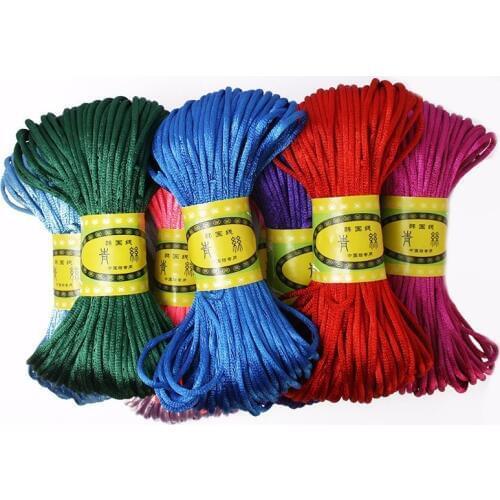 20M/lot 2mm Polyester Soft Satin Rattail Silk Macrame Shamballa Cord Braided Kumihimo For DIY Jewelry Making Chinese Knot