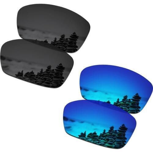 SmartVLT 2 Pairs Polarized Sunglasses Replacement Lenses for Oakley Hijinx Stealth Black and Ice Blue