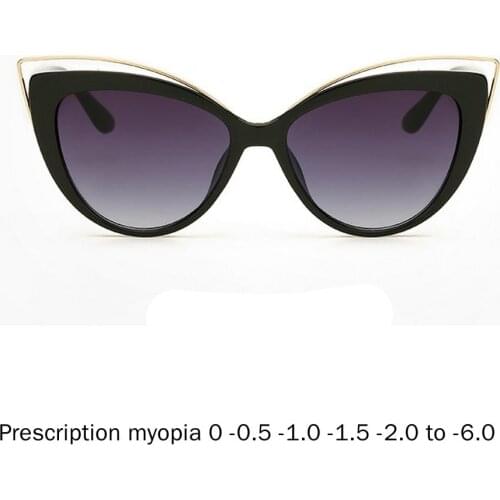 Diopter Female Myopia Sunglasses Oversized Big Frame Vintage Designer Luxury Fashion Lady Cat Polarized Driving Sun Glasses NX
