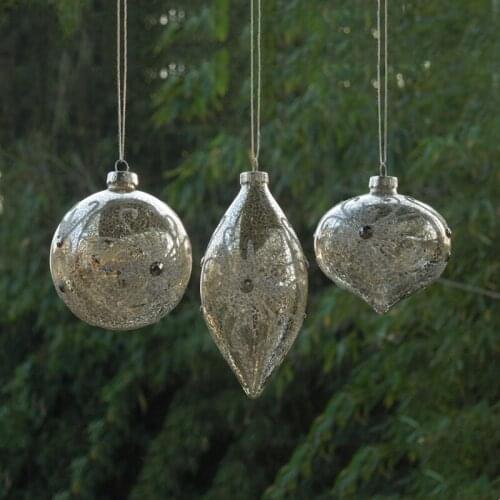 4sets/pack Small Size Different Shaped Glass Pendant Christmas Day Decoration Wedding Hanging Prop Tree Ornament