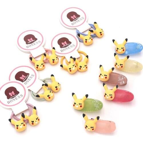 Pokemon Pikachu Girls Hairpin Anime Cartoon Hair Accessories Three-dimensional Animal Side Clip Bangs Duckbill Clip Hairband