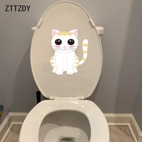 ZTTZDY 19.1*22.4CM Interesting Cat Children BedRoom Home Decor Wall Sticker Creative Toilet Decal T3-0342