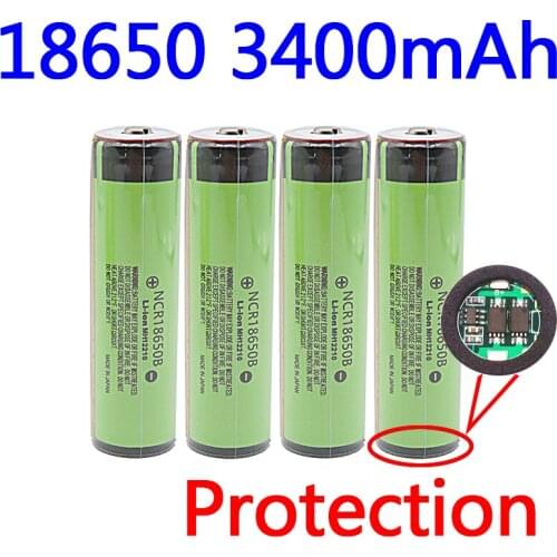 100% Original 18650 battery 3.7v PCB battery For NCR18650B 3400mAh 3.7V Li-ion Rechargeable battery PCB Protected+Free Shopping