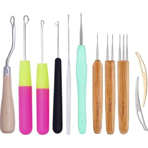 11Pcs Professional Dreadlocks Crochet Tool Set Hair Locking Tool for Braid Craft Latch Hook Crochet Needle Set for Kids Adults