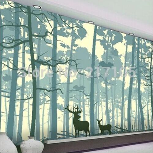 2015 Papel De Parede 3d Wall Wallpaper Murals For Childrens Rooms Forest Deer Living Room Bedroom Tv Backdrop Waterproof Vinyl