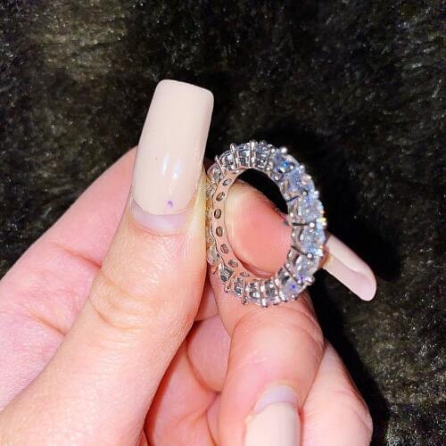 2020 Eternity Band Promise ring 925 Sterling silver 4mm AAAAA cz Engagement Wedding Rings for women Men Statement Jewelry Gift