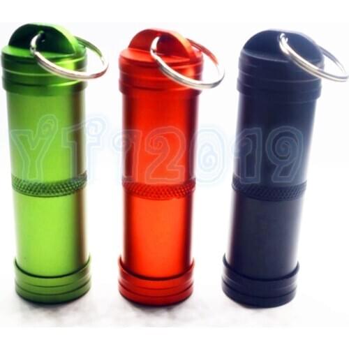 50pCamping Survival Waterproof Pills Box Container Aluminum Medicine Bottle Keychain Outdoor Emergency Gear EDC Travel Kits Tool