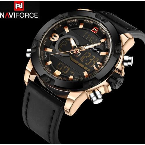 NAVIFORCE Mens Watches Top Luxury Brand Sport Men Watches Quartz Watch Analog Waterproof Sports Leather Army Military WristWatch