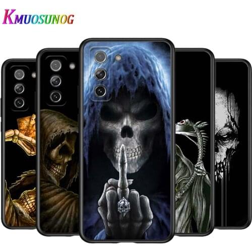 Grim Reaper Skeleton Skull for Samsung Galaxy S21 Ultra Plus Note 20 10 9 8 S10 S9 S8 S7 S6 Edge Plus Black Phone Case