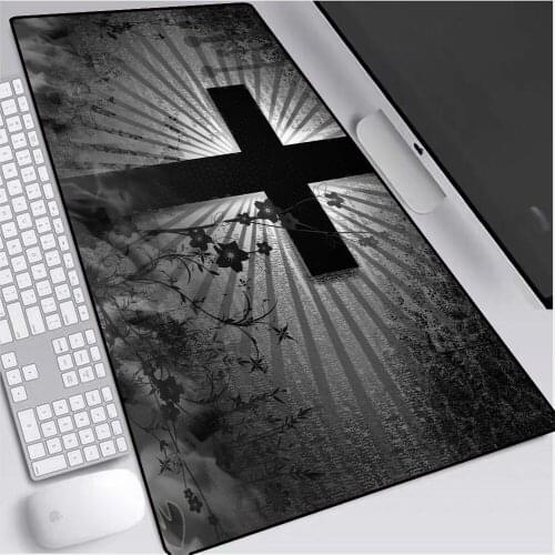 XGZ Black Cross Cool Pattern Mouse Pad Large Size Easy To Carry and Religious Cross Image DIY Custom Design PC Laptop Desk Mat