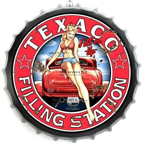Plaque Decorative Capsule Sexy Pin Up Stickers For Texaco De Diametre Deco Usa Decals