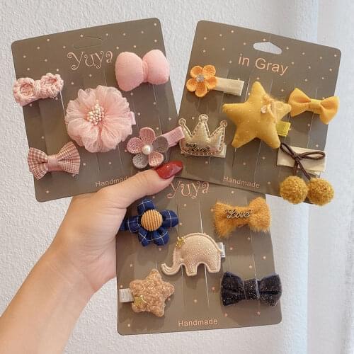5 Pcs Girl Cute Hair Bands Hair Accessories Bow Flower Animal Headwear Hairpins Cartoon Hairpin Headdress