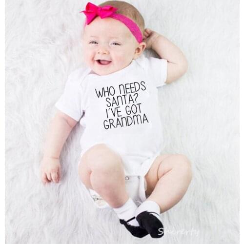 Baby Boy Girl Toddler Grandma Romper Summer Newborn Cotton Short Sleeve Jumpsuit Clothes Satan Christmas Baby Outfit 0-24M