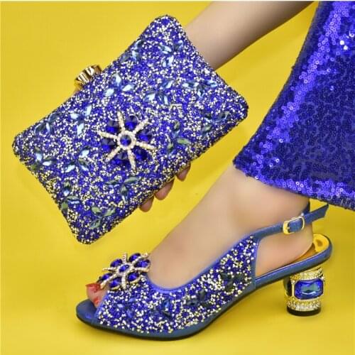 Doershow Italian Shoe with Matching Bags Shoe and Bag Set for Party Women Italian Matching Shoe and Bag Set with stone SJK1-17