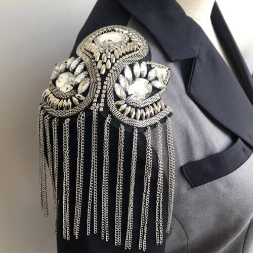 1pcs Classic Handmade Metal Tassel Epaulette Jewelery Tassel Big Shoulder Brooch Epaulet Epaulettes Spikes Blazer Accessories