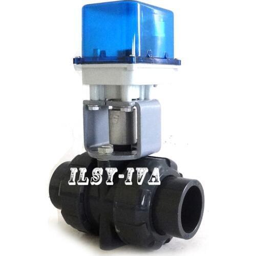 G1 1/4" two-way PVC motorized ball valve,AC12V/24V/220V fixed-type electric valve