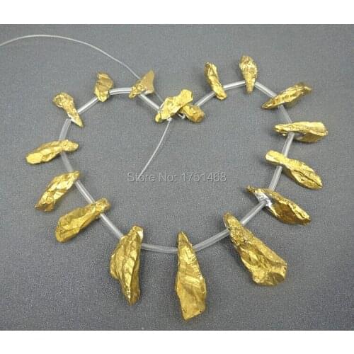 Gift idea, 2017 Freshipment Gold Mystic Titanium Quartz Crystal point beads, Tusk shape rock crystal pendant beads