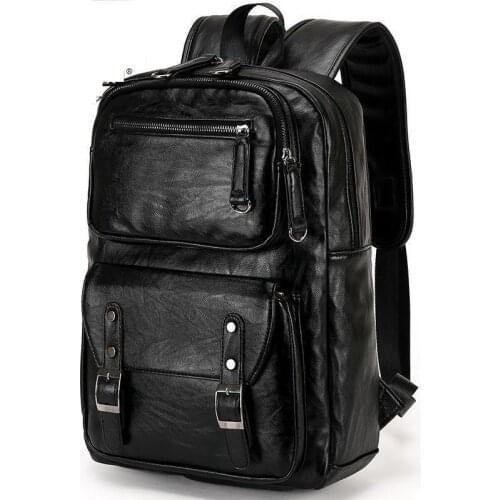 2021 Leather Travel Mens Backpack Casual Business Backpack Trend High School Large-capacity Student School Bag Computer Mens B