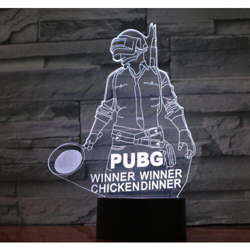 Cool Battle Royale Game PUBG Winner 3D Night Light LED 7 Color Illusion changing Desk Lamp For Kids Birthday Gift Home Decor1024
