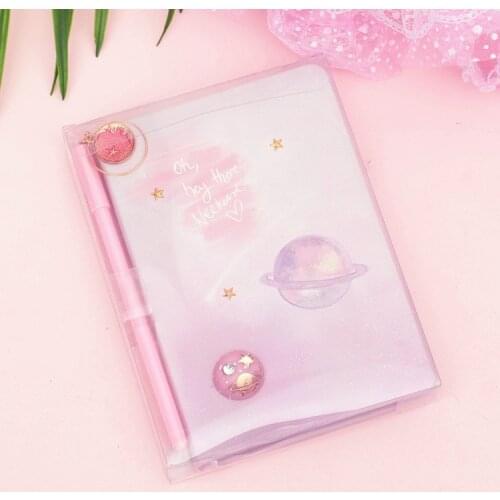 1 set Ins Pretty Magic Starry sky Pair of Lovers Notebook Universe/Girls mood and Secret Creative Diary Book With pen