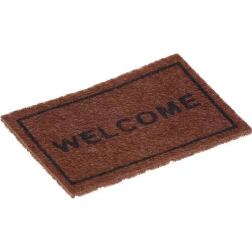 1PCS Dollhouse Miniature Welcome floor mat Carpet Rug doll house accessories 6.2X4.2CM