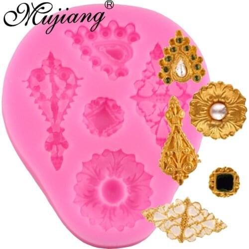 Mujiang DIY Diamonds Gem Silicone Fondant Molds Vintage Charming Jewelry Cake Decorating Tools Candy Chocolate Gumpaste Moulds