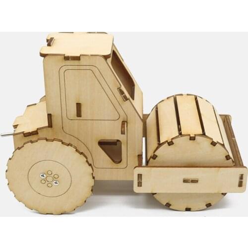 Science and technology small production electric road roller scientific experiment toy childrens manual assembling material