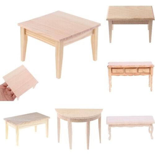 New 1/12 Mini Dollhouse Furniture Desk Tea table Miniature Living Room Kids Pretend Play Toy Simulation Dollhouse Accessory