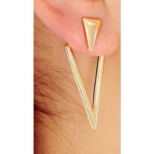 New Punk Front Back Double Sided Triangle Stud Ear Cuff for Women Maxi Shape Geometric Statement Piercing Earring Gothic Jewelry