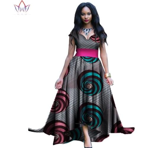 New Africa Dresses For Women Dashiki Sleeveless Long Africa Dresses Bazin Riche Vintage Slim Dress For Girls WY1184