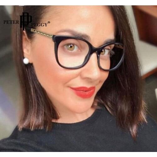 Myopia Prescription Glasses Women Cat Eye Optical Eyeglasses Transparent Lens Spectacle Frame Vintage Leopard Metal Frame Oculos